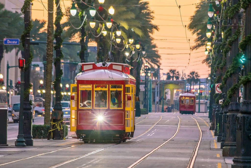 Streetcar in downtown New Orleans, USA