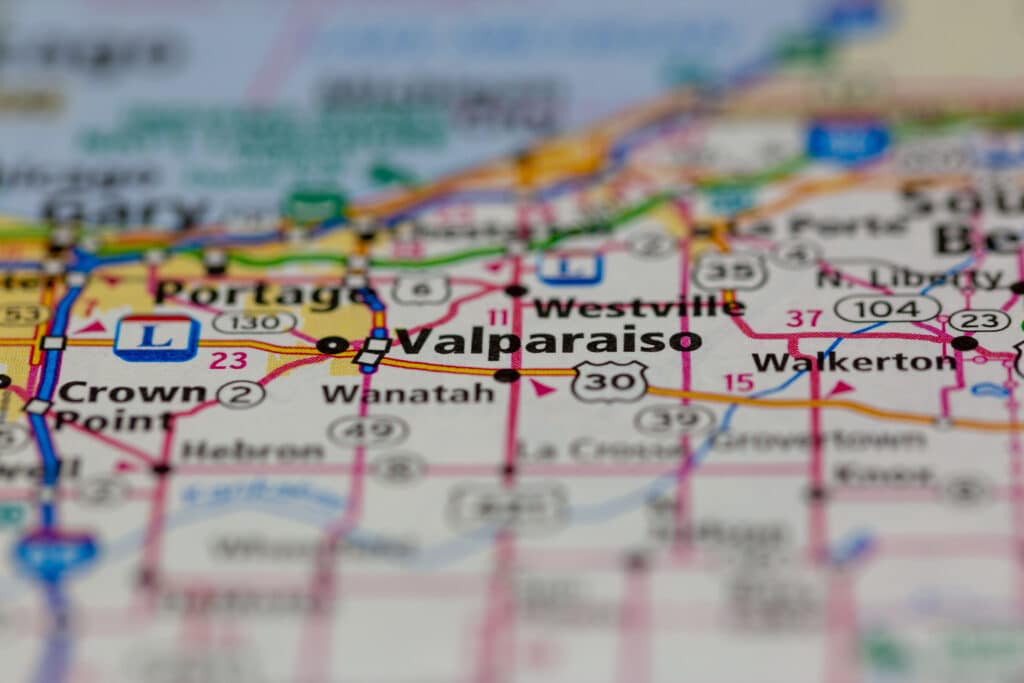 Map of Valparaiso Indiana