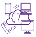 Clip Art Cloud with arrows to laptop and phone